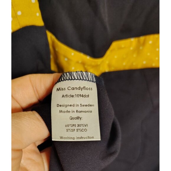 Miss Candyfloss Dress, 2XL, 16-18, Navy Blue, Mustard Yellow Trim, Retro Vibes - Picture 5 of 5